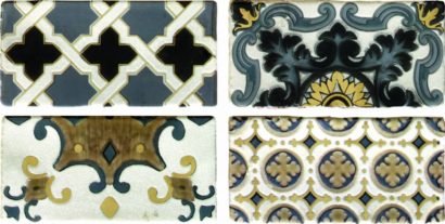 Керамическая плитка Arezzo Oro Conjunto Комплект декоров из 4 плиток 75х150 мм 75х600 мм