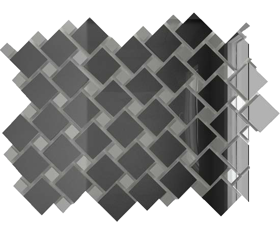 Мозаика зеркальная Графит + Серебро Г70С30 ДСТ с чипом 25×25 и 12×12 300 x 300 мм (10шт) — 0,9