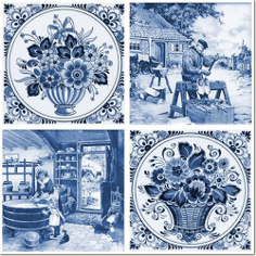 Керамическая плитка Фландрия голубой Декор 14-03-61-136-4 20×20