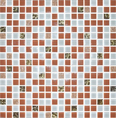 Плитка мозаика Мозаика стекло № 1026 микс бежевый-золото 300×300 15 6