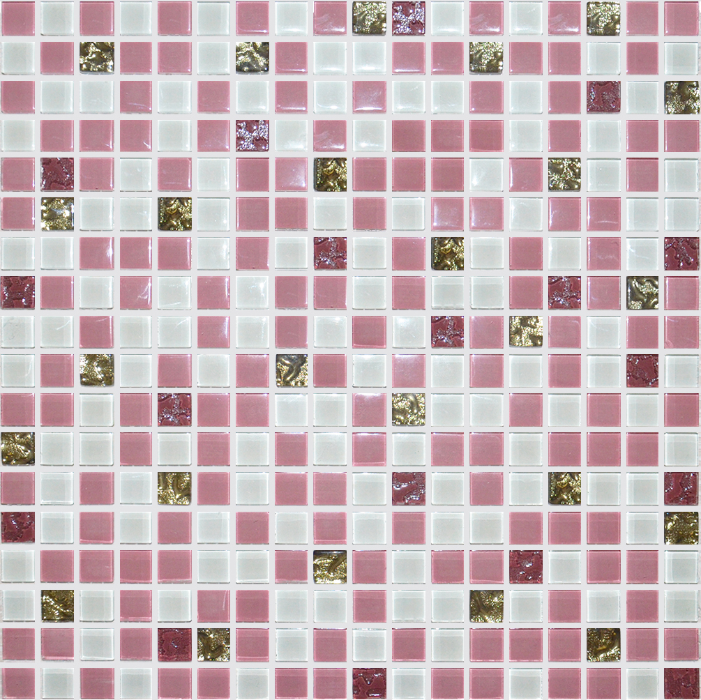 Мозаика стекло № 1027 микс розовый-платина 300×300 15 6